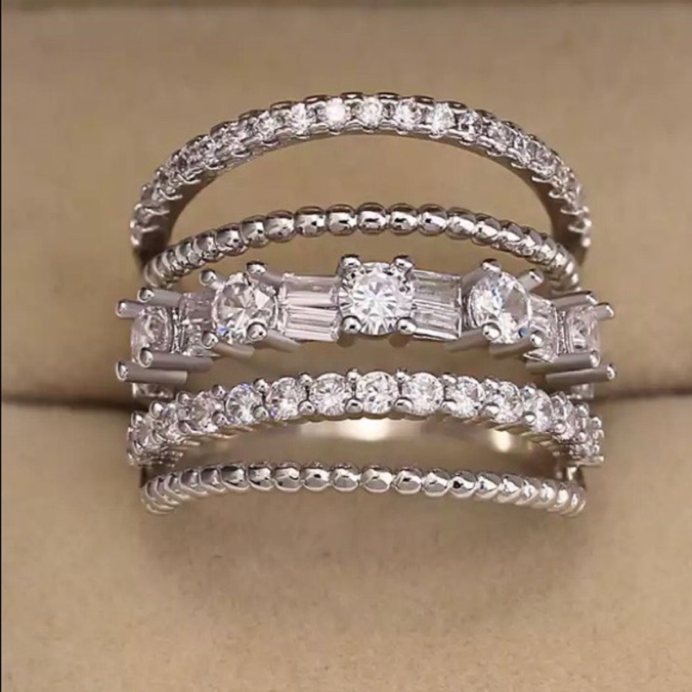 NEW 925 Sterling Silver Diamond Multi Band Ring - Picture 2 of 6
